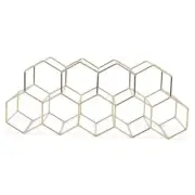 NAT & Jules Honeycomb Gold Tone Iron Metal Tabletop Wine Rack, Large - Perfect