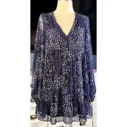 NWT New $260 Ted Baker London Trissa Mini Navy Blue Floral Swing Dress 1/2