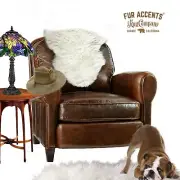 White Single Pelt Sheepskin Rug - Plush Shag Faux Fur - Bonded Suede Back - USA