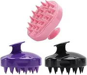 3 Pcs Silicone Hair Scalp Massager Shampoo Brush Scalp Scrubber Hair Cleansing Brush Head Scrubber Dandruff Brush Hair Washing Tool for Women Men or Pets