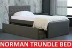 NORMAN KING SINGLE SIZE W KING SINGLE SIZE TRUNDLE GREY FABRIC BED FRAME