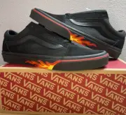 Vans Old Skool Skate Shoes Black Flame Wall “Off The Wall” Men’s SZ 10.5 New!!