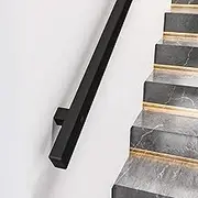 Pipe Stair Railing Industrial Metal Handrails for Indoor Stairs Staircase Banister Hand Rails for Outdoor Steps Loft Porch HandRail Wall Mount Support, 1m 1.5m 2m 2.5m(6ft/180cm)