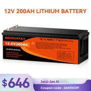12V 300Ah Lithium Iron Battery BMS LiFePO4 Replace Solar Boat Marine Camping 4WD