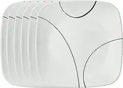 [CORELLE] Vitrelle 6-Piece Salad Plates Set, Triple Layer Glass and Chip Resistant, Lightweight Square 9-Inch Plates, Simple Lines