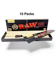 10 X Raw Black Ultra Fine Natural King Size Cones Pre Rolled Paper 20 Pack Cone