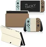 Tacky Design Color Blocking Skin Compatible with Nintendo Switch OLED Skin Wrap Cover, Colorwave Skin for Nintendo Switch OLED Stickers, Premium 3M Vinyl (Pastel Brown & Mint, Nintendo Switch OLED)