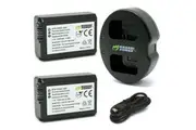 Wasabi Power NP-FW50 Camera Battery (2-Pack) and Dual USB Charger for Sony Alpha a5100, a6000, a6300, a6400, a6500, Alpha a7, a7 II, a7R, a7R II, a7S, a7S II, Cyber-Shot DSC-RX10 II, RX10 III, RX10 IV and More