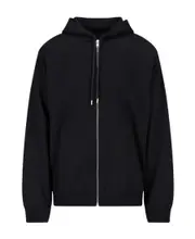 Prada Zip-Up Drawstring Hoodie S black