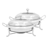 SOGA 2X Stainless Steel Round Buffet Chafing Dish Cater Food Warmer Chafer with Glass Top Lid