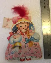 1949 STORYLAND PAPER DOLL CARD GET WELL LITTLE MISS MUFFET UNUSED C3