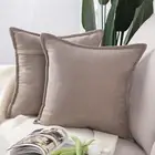 MADIZZ Set of 2 Short Chenille Throw Pillow Covers 24X24 Inch Light Taupe Soft D