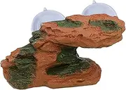 Turtle Basking Platform with Suction Cups Aquarium Float Decoration Tortoise Climbing Ramp Shale for Turtles Amphibians, Desert