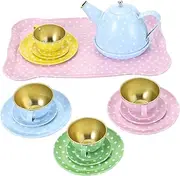 Kisangel 15pc Boys and Girls Pretend Play Tea Set Toy for Girls Boys Tableware Plaything Mini Kitchen Kit