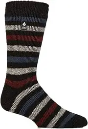 [HEAT HOLDERS] | Sockshop | Men's Original Winter Warm Thermal Twist Socks | 1 Pair | UK 6-11 / US 7-12 | TOG 2.34 | Dublin Charcoal/Burgundy Stripe Bigfoot