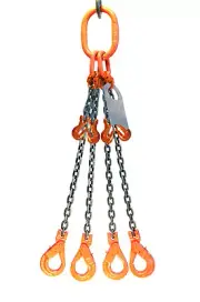 Chain Sling 3/8 x 10' Quad Leg Positive Locking Hooks Adjusters Grade 80