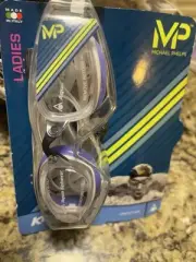 Ladies AQUA SPHERE MICHEAL PHELPS K180 GOGGLES ADULT*MADE IN ITALY White/Lilac