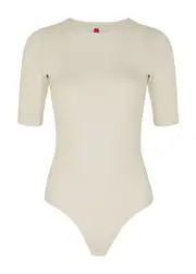 Spanx Suit Yourself Ribbed Stretch-jersey Bodysuit - Off White - S S