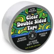 HIPPIE CRAFTER Clear Double-Sided Tape for Crafts 2 Inch Wide Heavy-Duty Adhesi