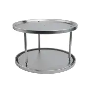 Convenient 2 Tier Stainless Steel Spice Rack Turntable for Kitchen Storage