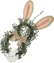 GREENADSCAPE Easter Bunny Wreath Lifelike Greenery Decor for Front Door Photo Prop Indoor Decoration Easy Installation Natural Look Versatile Home Accent for Seasonal Celebrations