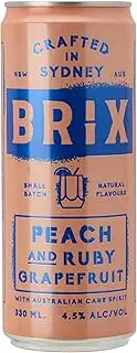 Brix Peach & Grapefruit Sparkling Canned Cocktail 4.5% 330 ml (Pack of 4)