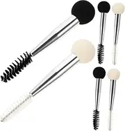 BELLIFFY 6Pcs Dual Ended Makeup Brush with Sponge Applicators Eyebrow Stamp Eyelash Brush Mascara Tool Durable Comfortable Handle for Concealer Eye Shadow Applications