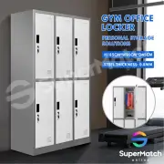 New Steel Locker Storage Cabinet Office School Gym 6 Doors Dark Grey&White
