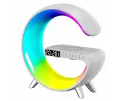 J01 Bedside Light Wireless Charger Alarm Clock Speaker APP Control Small Night Light Suitable for IPhone 14/Samsung (white)