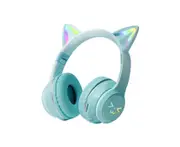 Anymob Headphone Green Bluetooth Cat Ear Wireless Foldable Headset