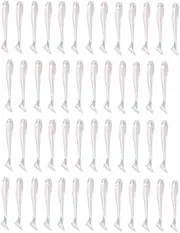 50Pcs Soft Plastic T-Tail Grub Worm Baits Fishing Lures Fish Tackle Gear Accessories Suitable for Catching Bass Trout Salmon