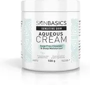 SKIN BASICS Aqueous Cream BP Jar 100g - Gentle Soap Free Cleanser Wash - Clinically Tested, Non-Irritating, Hypoallergenic Deep Moisturiser for Dry & Sensitive Skin