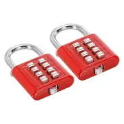 8 Digit Button Combination Padlock 2pack 4 Digit Locking Mechanism Lock Red