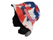 Tie Dye Red, white and blue/ navy solid Reversible Bucket Hat OSFM 23" NWT