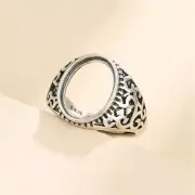 Ring Setting for 9.5x12.5mm Oval Cabochons 925 Silver Adjustable Ring Base