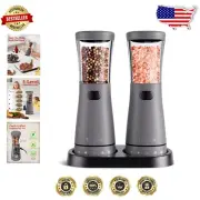 Sleek Salt and Pepper Grinder Set - Rechargeable, Ergonomic, and LED Equipped