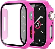 Hard Case for Apple Watch Series Series 9 Series 7 8 41mm [Full Protection], Built-in Screen Protector [Touch Sensitive] Slim Bumper Cover for iWatch S9/S8/S7 Accessories 41mm, Rose Red