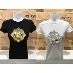 高雄凡賽斯歐洲精品 ARMANI EXCHANGE AX 女款 亮片幾何圖形字體LOGO 黑、白色 短T/T-SHIRT