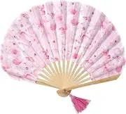 ワールドパーティー(Wpc.) [2024] [plantica x Wpc.] W084-PL030-204 Flower Fan, Pink Ladies' Fan, Kimono Accessories, Stylish and Cute, Flower Pattern, Fan, Tassel, Storage Bag, Gift Box, Bamboo Yukata, Kimono, Festival, Cool,