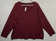 Talbots Sweater Womens 3XL Burgundy Rayon Breathable Basic Top Cozy Classy