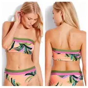 NEW Seafolly Women's Size 10 Peach Las Palmas Reversible Bikini Tube Top NWT