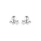 Sterling Silver Mini Triple CZ Stars Barbell Bead Ball Screw Back Stud Earrings