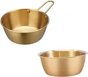NAMOARLY 2Pcs Stainless Steel Korean Style Seasoning Bowls with Handle for Snacks and Hot Wine and Easy to Use for Home Cooking and Entertaining