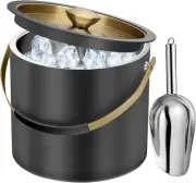 3.2L Stainless Steel Ice Bucket with Lid & Scoop, Elegant Double Wall Insulated