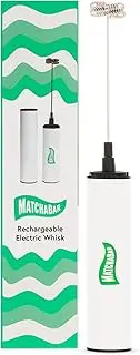 [MATCHABAR] Electric Milk Frother Hand Blender - Stainless Steel Electric Matcha Whisk, Handheld Drink Mixer for Coffee, Greens & Protein - Easy to Clean USB Rechargeable, Dual Speed Immersion Blender