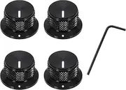uxcell 4Pcs Aluminium Knurled Potentiometer Knobs 1/4" Volume Tone Control Top Hat Knob for Guitar Instruments Audio Mixer Amplifier Black