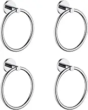 Bathroom Simple Stainless Steel Wall Mounted Round Towel Rings Towel Holder Hanger Towel Ring Storage Hanging Shelf Towel bar(4 PCS)