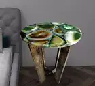 Green Agate Side Table, Agate Table Top, Agate Sofa Center Round Table Home Deco