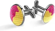 [Generic] Men's Cufflinks, Strawberry Ice Cream Melted on Waffle Cuff Links for Men, Classic Cufflinks Black for Suit Shirt Wedding Business Birthday Jewelry Gift