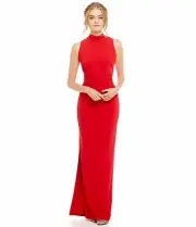 Aidan Mattox Garnet Red Chiffon High Neck Sleeveless Gown NWT Size 2 8 $385